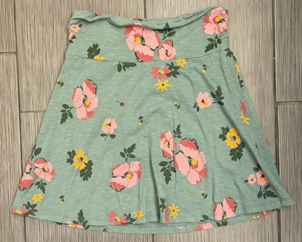 Toad & Co Chaka Skirt Seafoam Green Floral Knit Size Small Organic Cotton